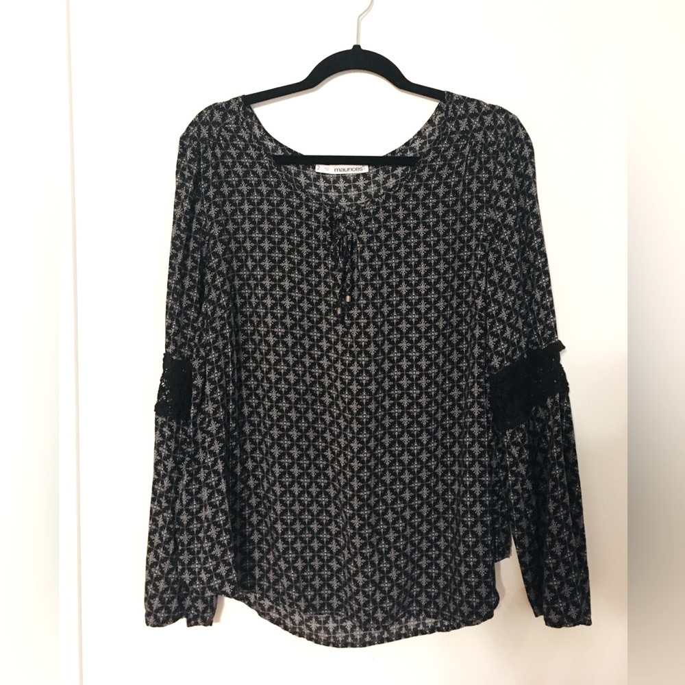 Maurices + Boho Patterned Crochet Long Sleeve Top